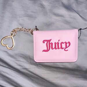 Juicy Couture Pink Card Holder with Gold Heart Keychain